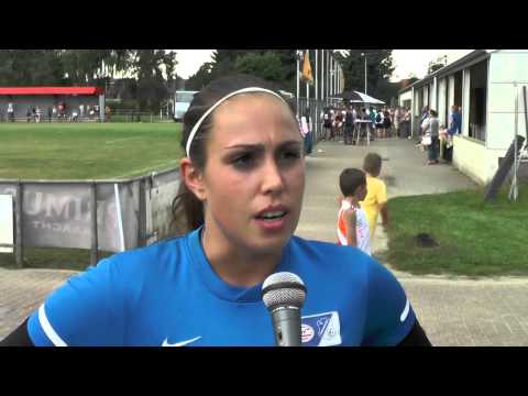 Angela Christ na oefenwedstrijd Lierse-PSV op 03 08 2014