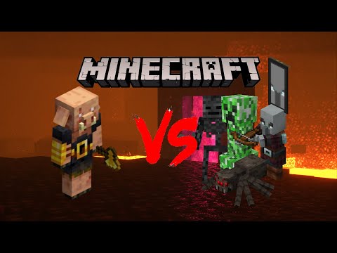 Minecraft (Episode 2) - Piglin Brute VS Mobs