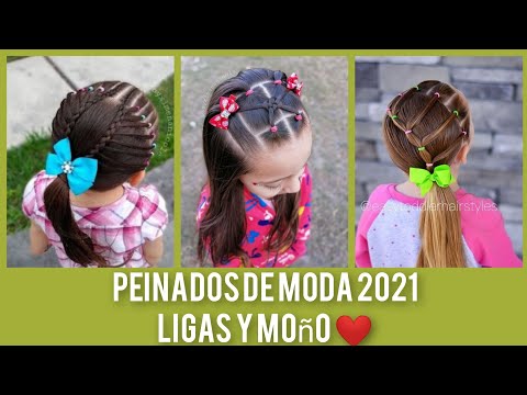 PEINADOS DE MODA 2021❤️ LIGAS Y MOÑO/ PEINADOS PARA NIÑA/PEINADOS DE MODA ❤️ NIÑA