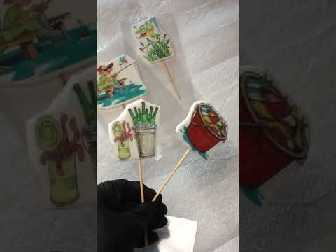 Съедобный сахарный декор топперы на торт "Для рибака" - фото 1 - id-p2483324876
