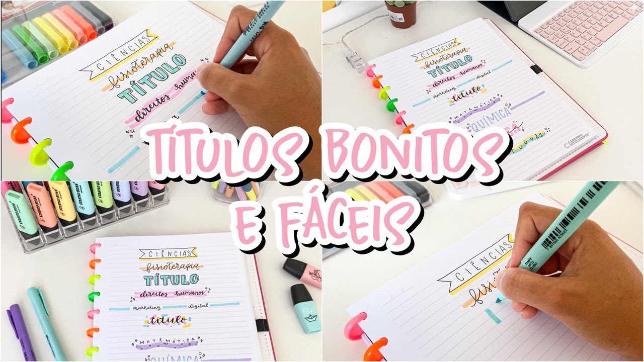 IDEIAS DE TÍTULOS PARA DECORAR O SEU CADERNO 💖✨