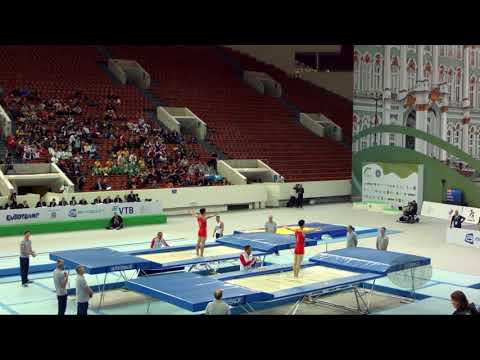People's Republic of China 1 (CHN) M - 2018 Trampoline Worlds, St. Petersburg (RUS) - Q. Synchro R1