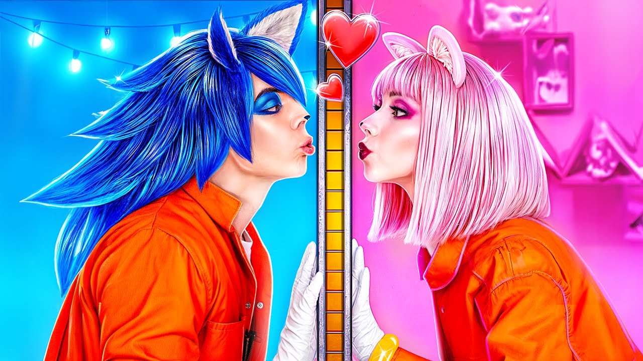 Desafio de uma prisão colorida! Sonic the Hedgehog e Amy Rose constroem uma sala secreta na prisão!
