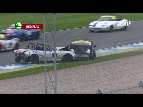 BRSCC Mazda MX-5 Championship 2017. Race 2 Donington Park. Multiple Crash