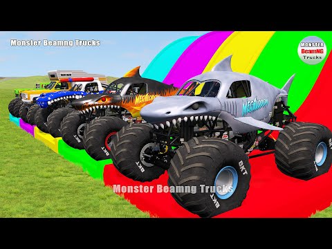 Triple Flatbed Trailer Monster Trucks Transport with Slide Color - BeamNG.drive 254 b