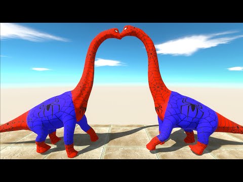 SPIDERMAN BRACHIOSAURUS vs SPIDERMAN BRACHIOSAURUS DEATH FALL - Animal Revolt Battle Simulator