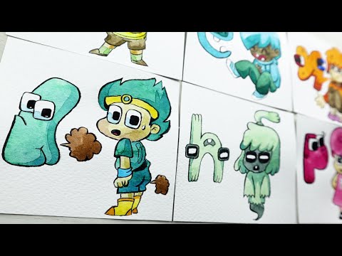 Drawing Alphabet Lore-Real Life [Lowercase] / Humanized Alphabet Lore Kids/Watercolor