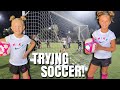 THEIR FIRST DAY OF SOCCER! / TRYING SOCCER FOR THE FIRST TIME / HALLIE & LIVVY