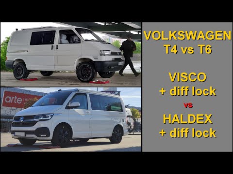 SLIP TEST - visco & haldex with diff locks - VW T4 Syncro vs T6 4Motion - @4x4.tests.on.rollers