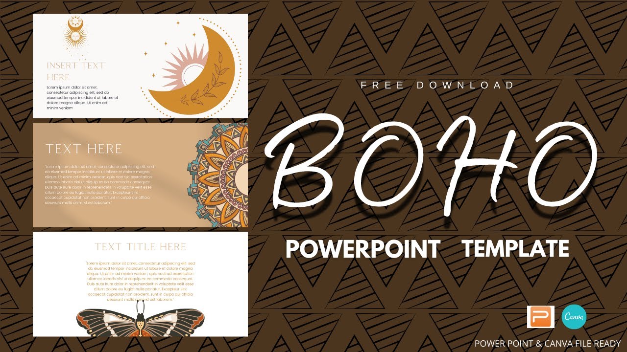 Boho Theme PowerPoint Template | FREE TEMPLATE + DOWNLOAD + CANVA TEMPLATE READY