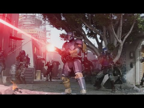 Mando and Mandalorian Tribe VS Gorian Shard Army - Nevarro War | The Mandalorian 3x05