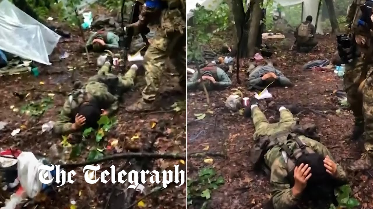 Momento em que tropas russas se rendem a soldados ucranianos em Izyum