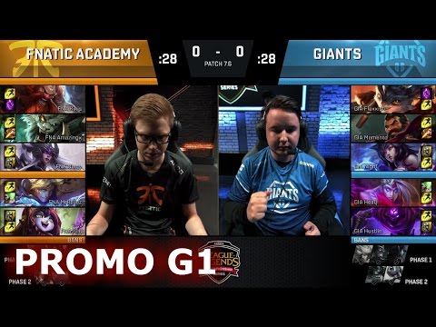 Fnatic Academy vs Giants | Game 1 Promotion / Relegation S7 EU LCS Summer 2017 | FNA vs GIA G1 1080p