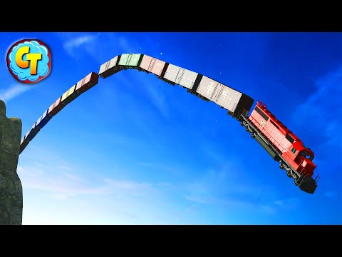 Train Accidents Derailments ✅ Railroad End Cliff Drops Video ✅ BeamNG DRIVE