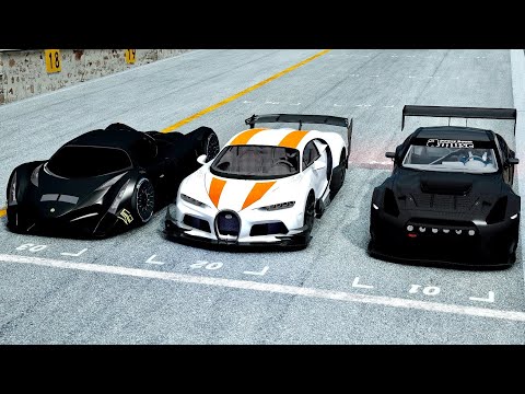 Bugatti Chiron GTR vs Nissan GT-R R35 Amuse vs Devel Sixteen Black Edition 2020 at Top Gear Track