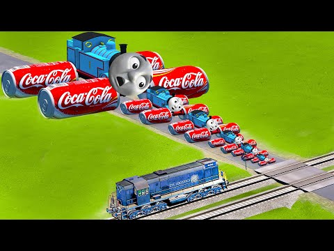 Big & Small Thomas the Tank Engine with Coca-Cola Wheels vs Cursed Train Triple Head - BeamNG.Drive