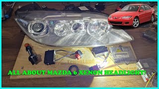 All about Mazda 6 XENON HID headlight: low beam failure, ballast, igniter, bulb change and repair