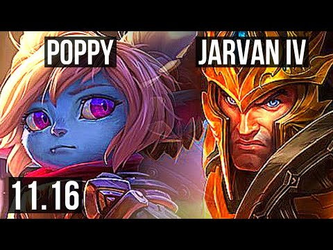 POPPY vs JARVAN IV (TOP) | 5/0/4, 1100+ games, 1.3M mastery | KR Master | v11.16