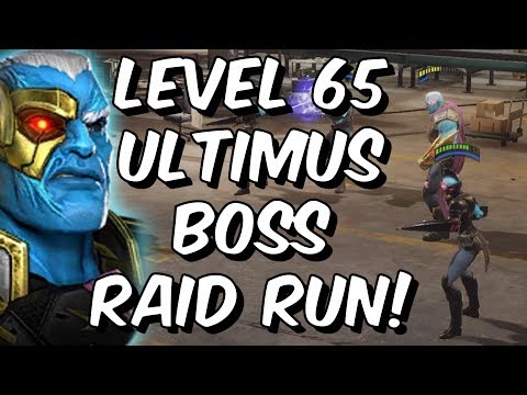 Level 65 Raid Red Skull, Thanos & Ultimus Boss Fighting! - Marvel Strike Force