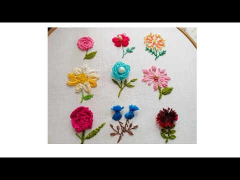 Hand embroidery/9 types of flowers embroidery for beginners- Leisha's Galaxy embroidery.