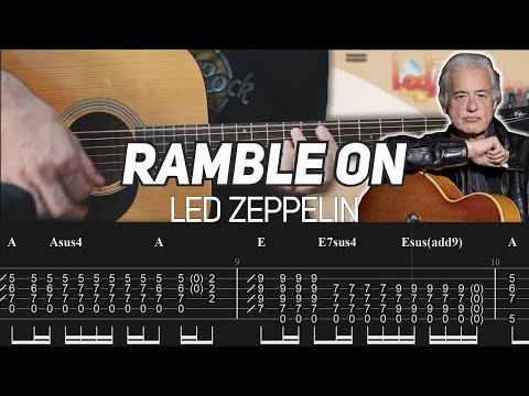 Led Zeppelin - Ramble On (Acoustic Guitar lesson with TAB)