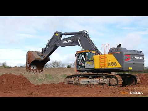 NEW Volvo EC750 mass excavator moving soil at the Live it Dig it event