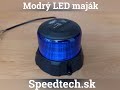 Modrý LED maják 12/24V - 48x 1W LED / na pevnú montáž / čierny hliníkový obal / ECE R65 (ø124 x 89mm) - Video Youtube