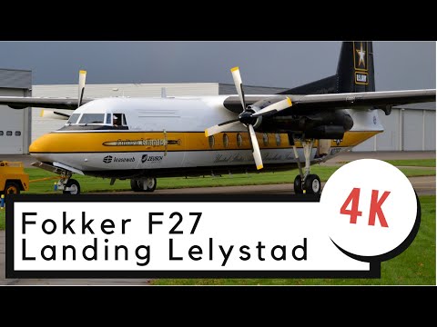 [4K] Fokker F27 Friendship/ C-31A Troopship ex-US Army Golden Knights landing @ Lelystad