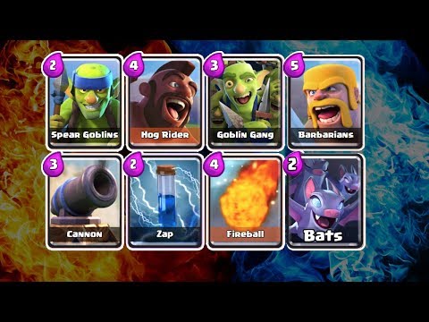 Clash Royale Deck 3.1 Elixir | HOG RIDER | GOBLIN GANG | BARBARIANS | BATS