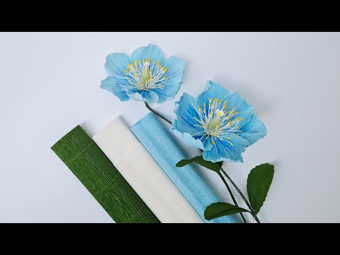 How To Make Blue Poppy Paper Flower / Paper Flower / Góc nhỏ Handmade