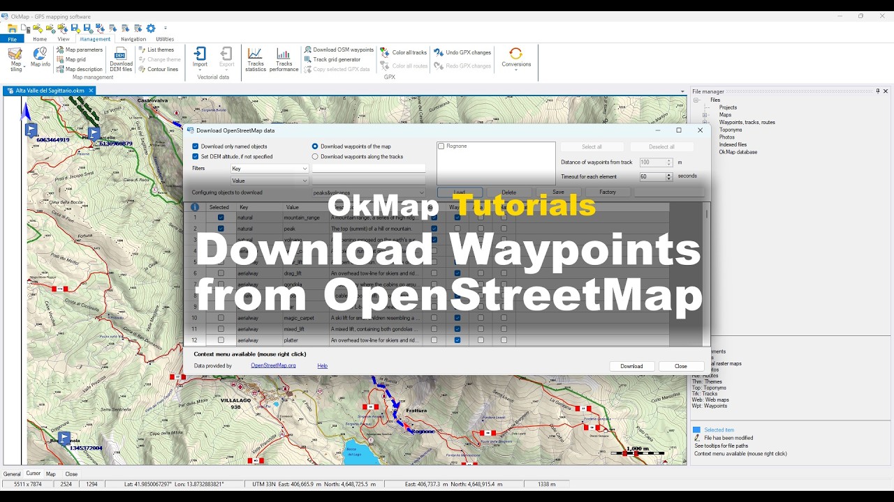 OkMap Tutorial - Download Waypoints from OpenStreetMap