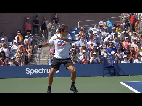 Roger Federer Forehand Slow Motion 2019 - Side View @TopTennisTrainingOfficial