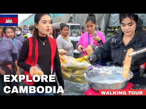 This is Everyday Life in Cambodia | Phnom Penh Street Market Walk Tour | Street Food & Real Life