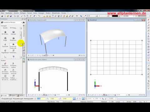 Allplan-Kuppeldach mit Segel und Fassade