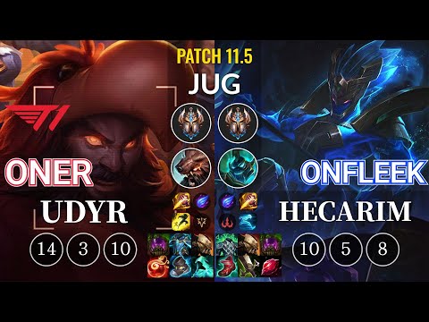 T1 Oner Udyr vs OnFleek Hecarim Jungle - KR Patch 11.5