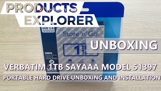 Verbatim Model 51397 1TB SAYAAA Portable Hard Drive (Unboxing and installation tutorial)