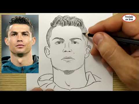VERY EASY , How to draw cristiano ronaldo / cr7 , football player / learn drawing academy
