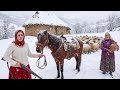 Life In A Snowy Mountain Village Baking Traditional Bread Cooking Lentil Soup