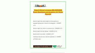 Class E Drivers License Missouri MO  2025/2026  40 Real Exam Questions  Answers  Traffic Safety BAC