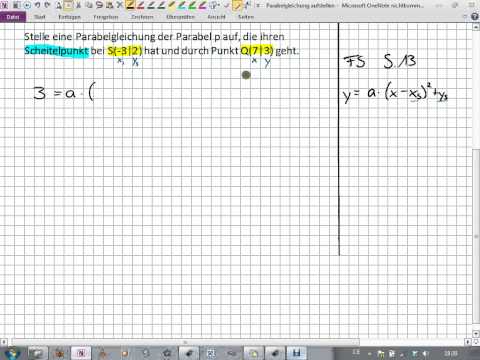 Parabel - Gleichung aufstellen mit Scheitelpunkt und einem weiteren Punkt (9I.3 | 10II.1)