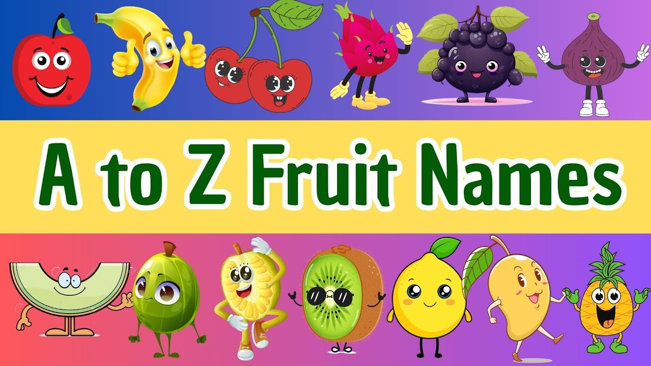 A to Z Fruits for Kids | Fun Alphabet Fruit Lesson for Nursery, LKG, and UKG | Tiny Tutors