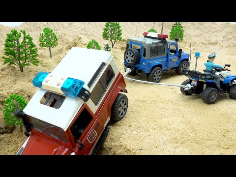 Police car rescue accident fire truck and car toys