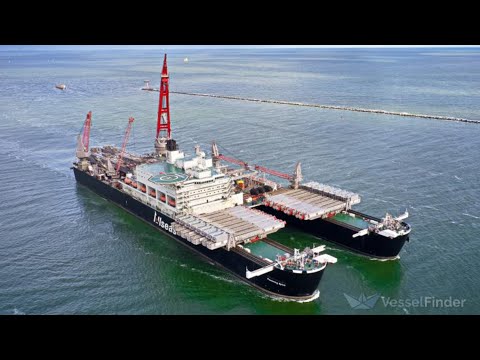 The biggest ship in the world is leaving the port of Rotterdam