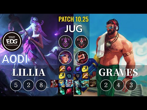 EDG Aodi Lillia vs Graves Jungle - KR Patch 10.25