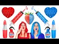 BLUE VS RED FOOD CHALLENGE Eating Only 1 Color Food For 24 HRS Mukbang By 123 GO FOOD