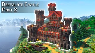 Minecraft: How to build a Deepslate Medieval Castle | Tutorial [PART 2]