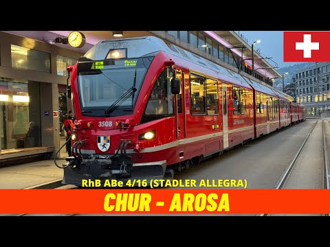 Führerstandsmitfahrt Chur → Arosa (Rhätische Bahn (RhB), Schweiz, Dezember 2025) 4K