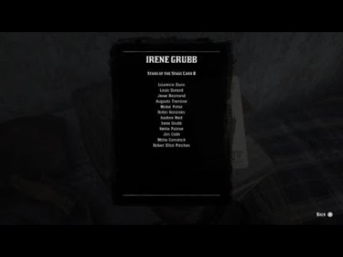 Red Dead Redemption 2 Cigarette Cards Stars of The Stage 8 Irene Grubb