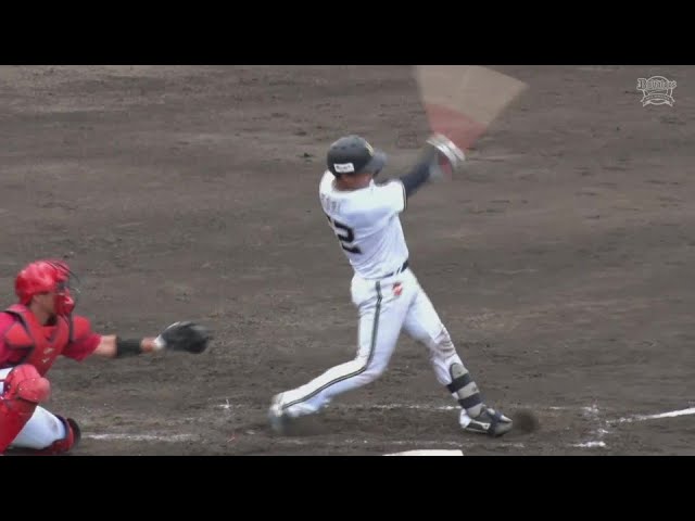 【ファーム】バファローズ・堀柊那 センターの頭上を高々と越えるタイムリー3ベースヒット!!  2024年9月14日 オリックス・バファローズ 対 広島東洋カープ