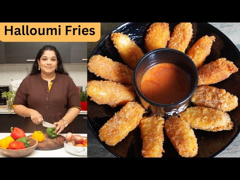 Best Ever Middle Eastern Snack Made with Halloumi Cheese - Crispy Halloumi Fries Recipe